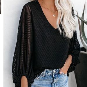 Vici balloon sleeve v-neck blouse- Small